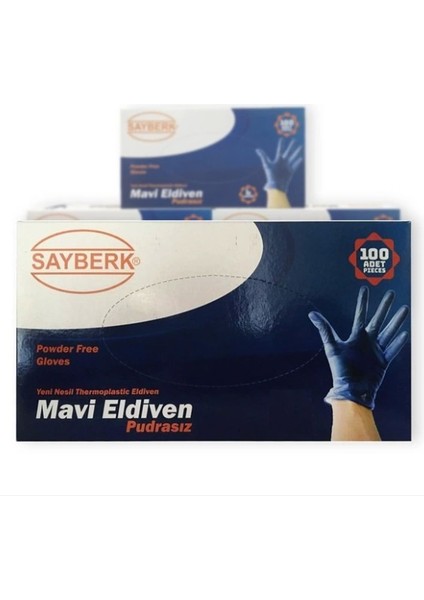 Yeni Nesil Hibrit Pudrasız Mavi Eldiven (L) 100 Adet