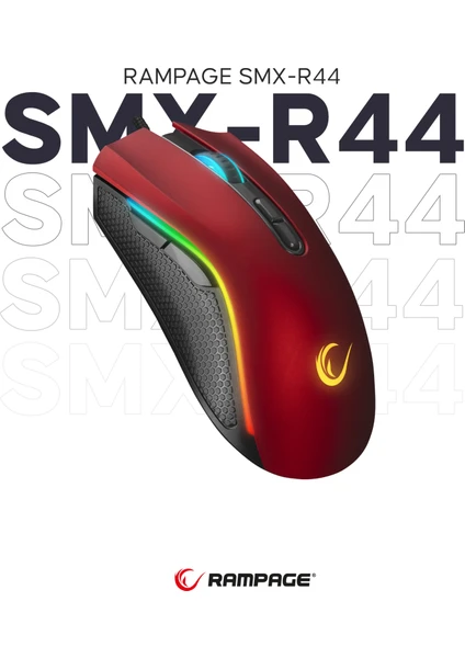 SMX-R44 Makrolu 6400DPI RGB Ledli Oyuncu Mouse - Kırmızı