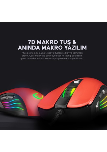 SMX-R33 Lımbo Makrolu Siyah/kırmızı 6400DPI Rgb Ledli Gaming Oyuncu Mouse