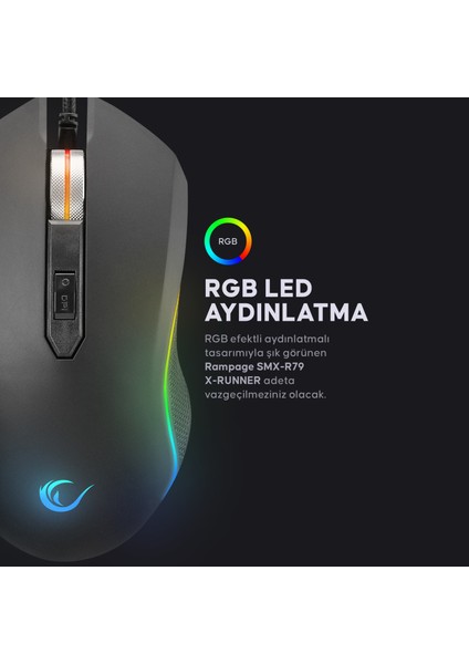 SMX-R79 X-Runner Rgb 10000DPI Oyuncu Mouse