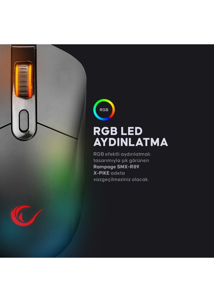 SMX-R89 X-Pıke Kablosuz/kablolu Rgb Ledli Şarjlı Mouse