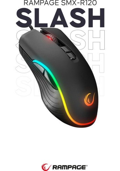 SMX-R120 SLASH 4800 dpi RGB Ledli Makrolu Gaming Oyuncu Mouse