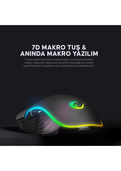 SMX-R120 SLASH 4800 dpi RGB Ledli Makrolu Gaming Oyuncu Mouse