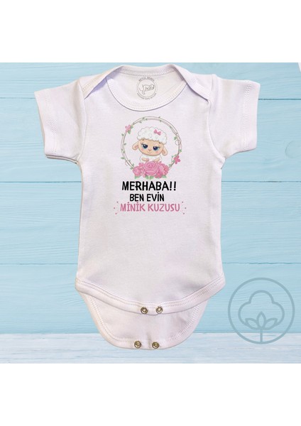 Evin Minik Kuzusu Baskılı Organik Pamuk Çıtçıtlı Bebek Body Zıbını fiyatları