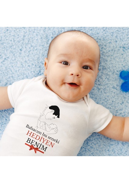 Babacım Bu Seneki Hediyen Benim Organik Pamuk Çıtçıtlı Bebek Body Zıbın