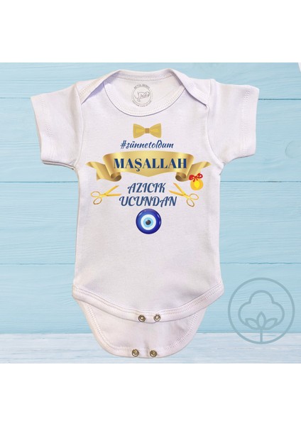 Maşallah Azıcık Ucundan Sünnet Oldum Baskılı Çıtçıtlı Organik Pamuk Bebe Zıbın fiyatları