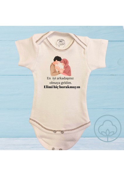 Elimi Hiç Bırakmayın Baskılı Organik Pamuk Çıtçıtlı Bebek Body Zıbın
