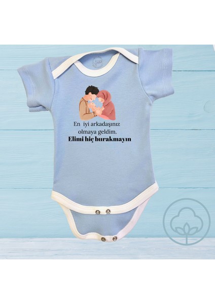 Elimi Hiç Bırakmayın Baskılı Organik Pamuk Çıtçıtlı Bebek Body Zıbın