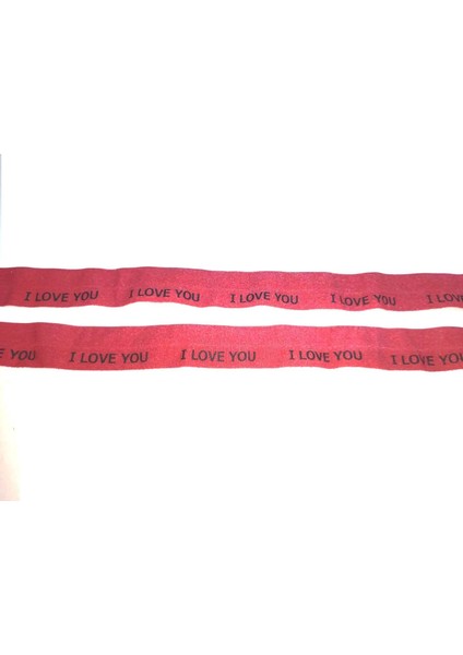 Sepeti Katlama Biye Lastik - Kırmızı I Loveyou Eni 2,5cm Çamaşır Lastiği 5metre