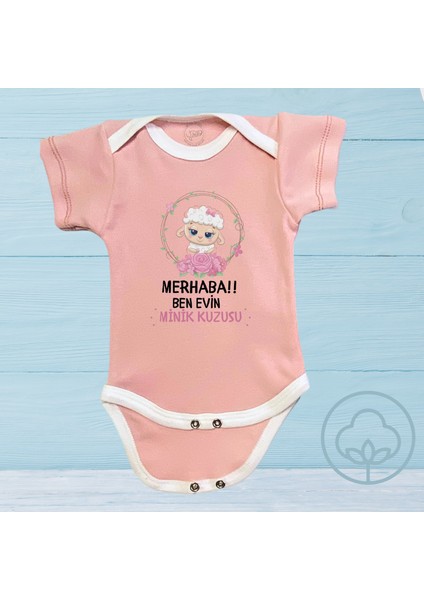 Evin Minik Kuzusu Baskılı Organik Pamuk Çıtçıtlı Bebek Body Zıbını
