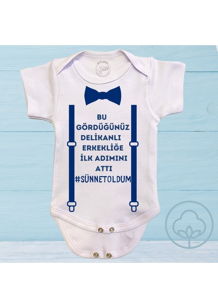 Sünnet Oldum Erkekliğe Ilk Adım Baskılı Çıtçıtlı Organik Pamuk Bebek Body Zıbın fiyatları