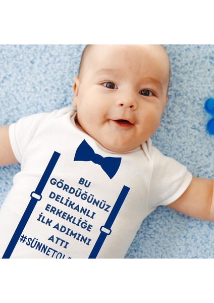 Sünnet Oldum Erkekliğe Ilk Adım Baskılı Çıtçıtlı Organik Pamuk Bebek Body Zıbın modelleri