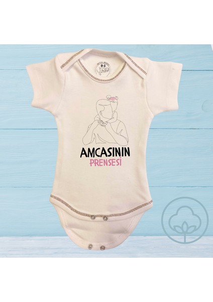 Amcasının Prensesi Organik Pamuk Çıtçıtlı Kısa Kollu Bebek Body Zıbın