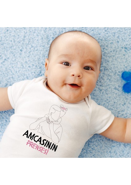 Amcasının Prensesi Organik Pamuk Çıtçıtlı Kısa Kollu Bebek Body Zıbın