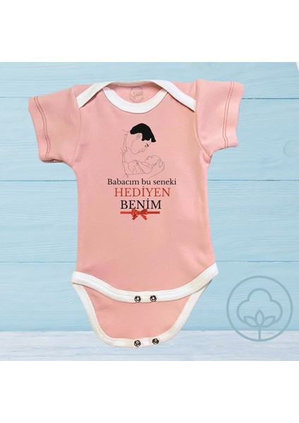 Babacım Bu Seneki Hediyen Benim Organik Pamuk Çıtçıtlı Bebek Body Zıbın