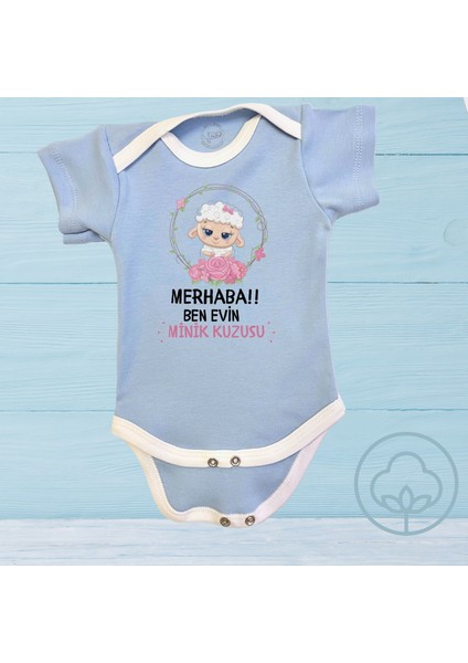 Evin Minik Kuzusu Baskılı Organik Pamuk Çıtçıtlı Bebek Body Zıbını