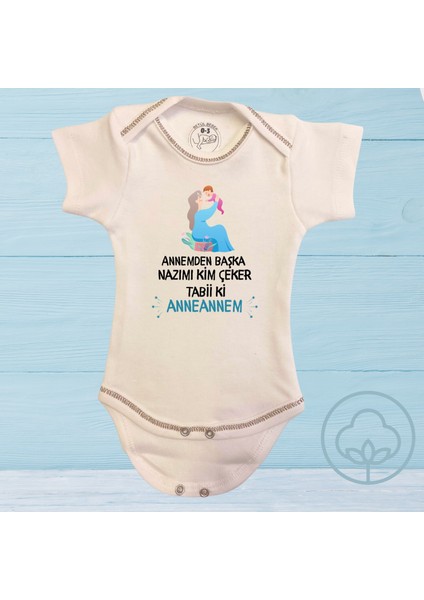 Anneanne Yazılı Organik Pamuk Çıtçıtlı Bebek Body Zıbın