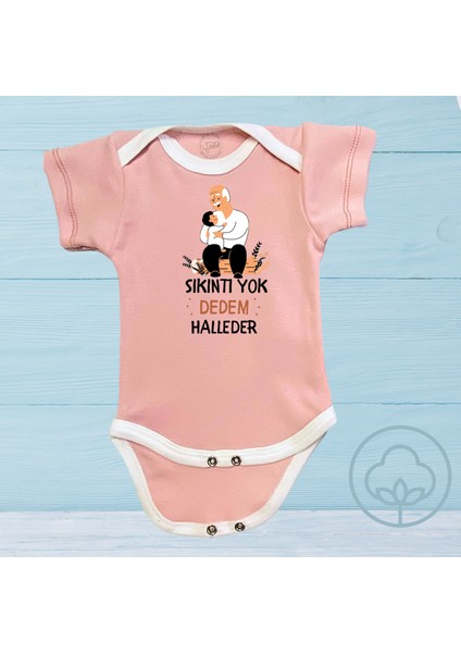 Sıkıntı Yok Dedem Halleder Organik Pamuk Çıtçıtlı Kısa Kollu Bebek Body Zıbın
