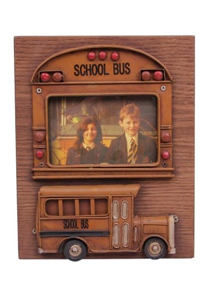Dekoratif Metal Çerçeve Okul Otobüsü Dekorlu Hediyelik