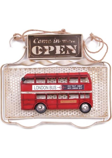 Dekoratif Metal Kapı Yazısı Londra Şehir Otobüsü Dekorlu Vintage Hediyelik fiyatları