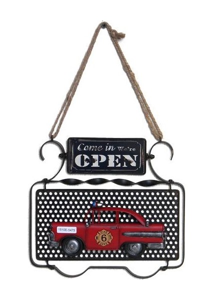 Dekoratif Metal Kapı Yazısı Araba Dekorlu Vintage Hediyelik