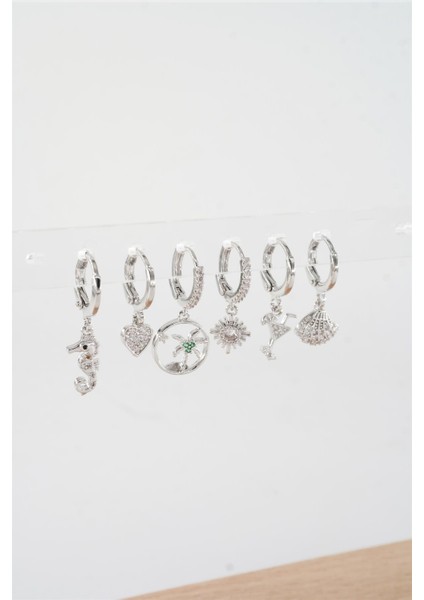 Kadın Vip Seri Mix Zirkon Taşlı 6'lı Küpe Seti fırsatları