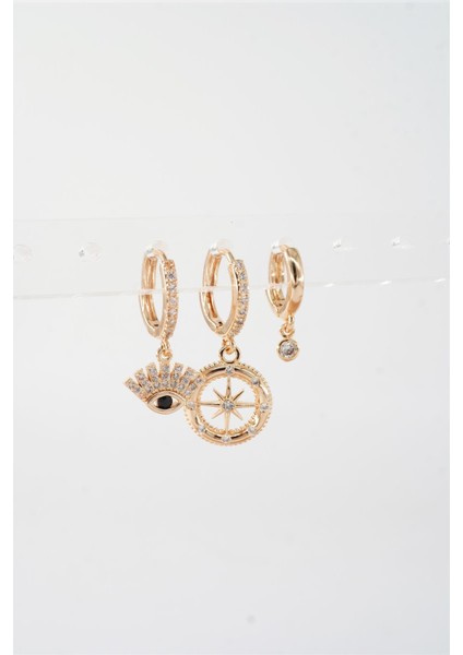 Kadın Vip Seri Zirkon Taşlı 3'lü Küpe fiyatları