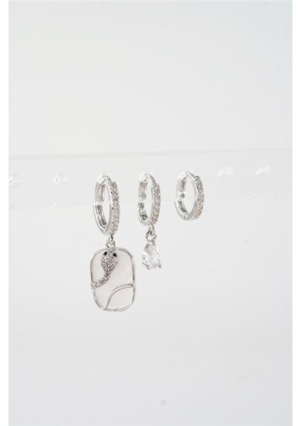 Kadın Vip Seri Zirkon Taşlı 3'lü Küpe modelleri