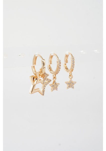 Kadın Vip Seri Zirkon Taşlı 3'lü Küpe modelleri