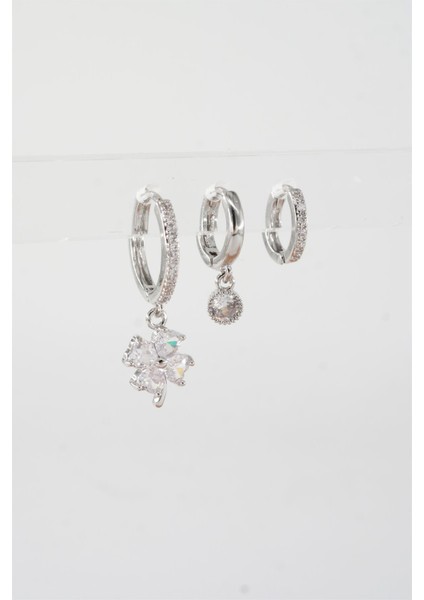 Kadın Vip Seri Zirkon Taşlı 3'lü Küpe modelleri