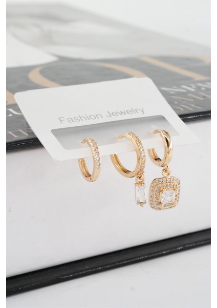 Kadın Vip Seri Zirkon Taşlı 3'lü Küpe fiyatları