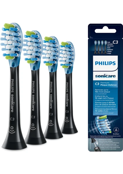 Orijinal Philips Sonicare C3 Yedek Diş Fırçası Kafaları Için  HX9044/65  Siyah  4'lü Paket (Yurt Dışından)