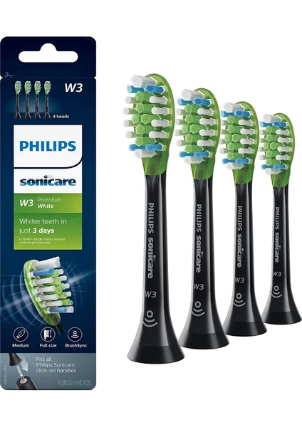 Orijinal Philips Sonicare W3 Yedek Diş Fırçası Başlıkları Için, HX9064/95, Siyah, 4'lü Paket (Yurt Dışından)