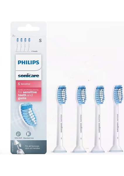 Orijinal Philips Sonicare Hassas Yedek Diş Fırçası Kafaları Için  HX6053/64  Beyaz  4'lü Paket (Yurt Dışından)