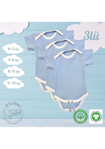 3lü Çıtçıtlı Organik Pamuk Bebek Zıbınları