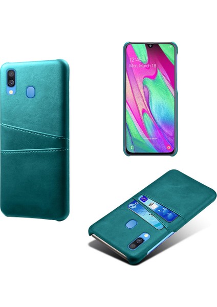 Samsung Galaxy A40 Pu Deri Kaplamalı Pc Ikili Kart Yuvaları ile Mobil Muhafaza - Yeşil (Yurt Dışından)