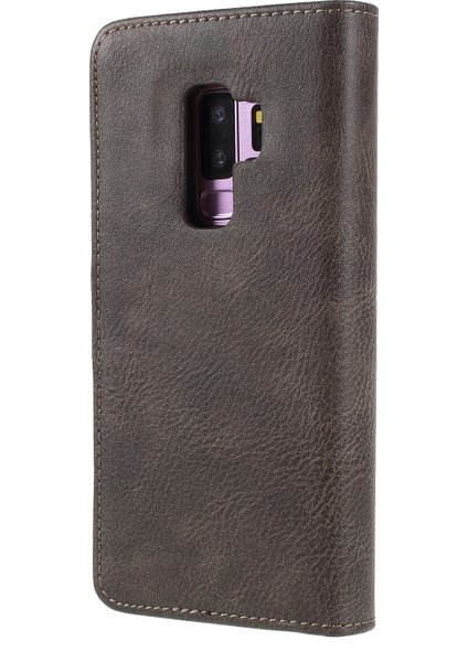 Samsung Galaxy S9+ SM-G965 Koruyucu Telefon Kılıfı Söndürülebilir 2'si 1'e Bölünmüş Deri Flip Kapak Cüzdan-Gri (Yurt Dışından)