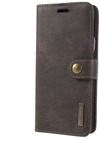 Samsung Galaxy S9+ SM-G965 Koruyucu Telefon Kılıfı Söndürülebilir 2'si 1'e Bölünmüş Deri Flip Kapak Cüzdan-Gri (Yurt Dışından)