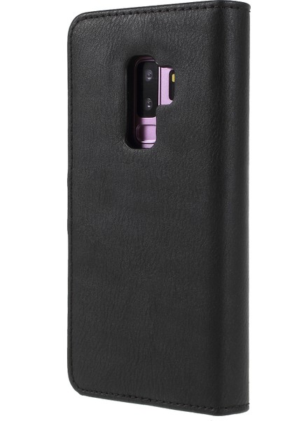 Samsung Galaxy S9+ SM-G965 Koruyucu Telefon Kılıfı Söndürülebilir 2'si 1'e Bölünmüş Deri Flip Kapak Cüzdan-Siyah (Yurt Dışından)