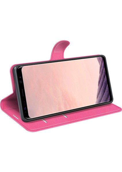 Samsung Galaxy S8 Litchi Için Folio Flip Cüzdan Stand Tasarımı ile Deri Deri Stand Kılıfı - Rose (Yurt Dışından) modelleri
