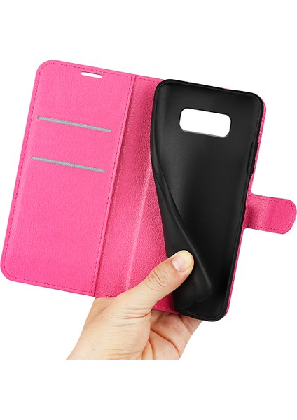Samsung Galaxy S8 Litchi Için Folio Flip Cüzdan Stand Tasarımı ile Deri Deri Stand Kılıfı - Rose (Yurt Dışından) fırsatları