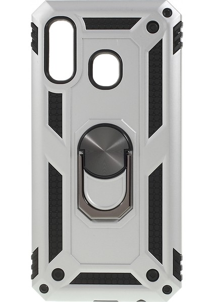 Samsung Galaxy A40 Için 2 Aradan 1 Askeri Fall Rotasyon Telefon Kapağı - Gümüş (Yurt Dışından)