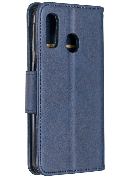 Samsung Galaxy A40 Için Pu Deri Cüzdan Stand Telefon Kapağı - Mavi (Yurt Dışından) modelleri