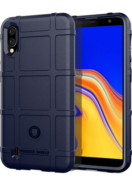 Samsung Galaxy M10/A10 Için Engebeli Square Doku Anti -Shock Anti -Shock Tpu Telefon Kapağı - Koyu Mavi (Yurt Dışından)