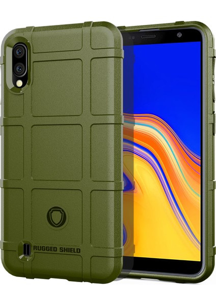 Samsung Galaxy M10/A10 Için Engebeli Square Doku Anti -Shock Tpu Telefon Kapağı - Yeşil (Yurt Dışından)
