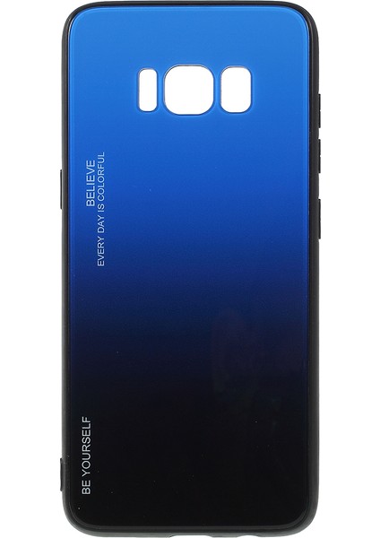 Samsung Galaxy S8 G950 Için Gradyan Renkli Cam+Pc+Tpu Telefon Kılıfı - Mavi/siyah (Yurt Dışından)