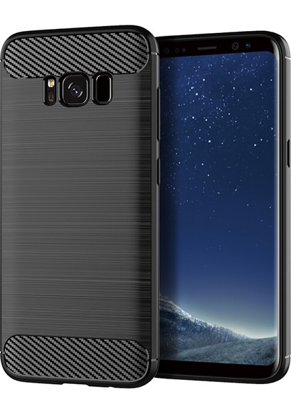 Samsung Galaxy S8 Karbon Fiber Doku Telefon Kasası Fırçalanmış Telefon Tpu Kapağı - Siyah (Yurt Dışından)