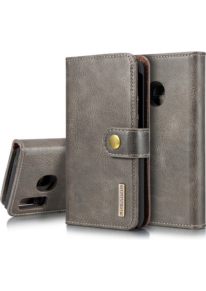 Samsung Galaxy A40 Cüzdan Için Telefon Kasası Çıkarılabilir Kasa Şok Geçirmez Kabuk Flip Koruyucu Kapak - Gri (Yurt Dışından)
