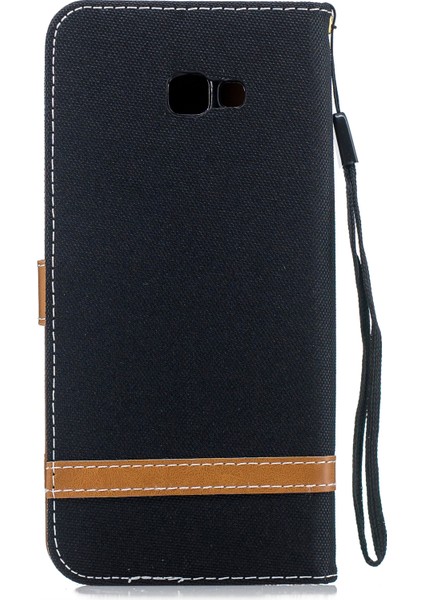 Samsung Galaxy J4 Plus/j4 Prime Için Iki Tonlu Jean Bez Deri Cüzdan Stand Cep Telefonu Kılıfı - Siyah (Yurt Dışından) modelleri