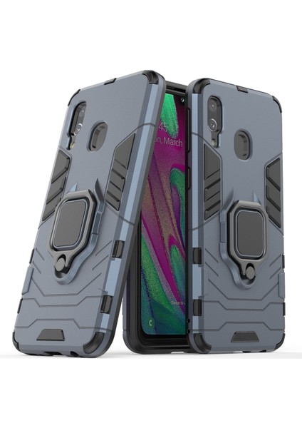 Samsung Galaxy A40 Için Serin Koruyucu Yüzük Tutucu Kickstand Pc Tpu Hibrid Kılıf - Mavi (Yurt Dışından)